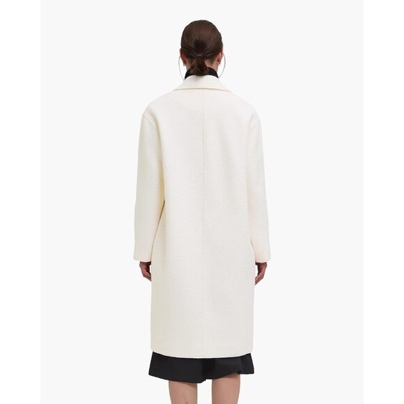 Women's White Winter Warm Long Fall Notch Lapel Single-breasted Trench Coat - Picture 3 of 6